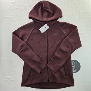 Nike Tech Fleece Jacket Maroon Red Hooded FB8338-652 Women's Size Small